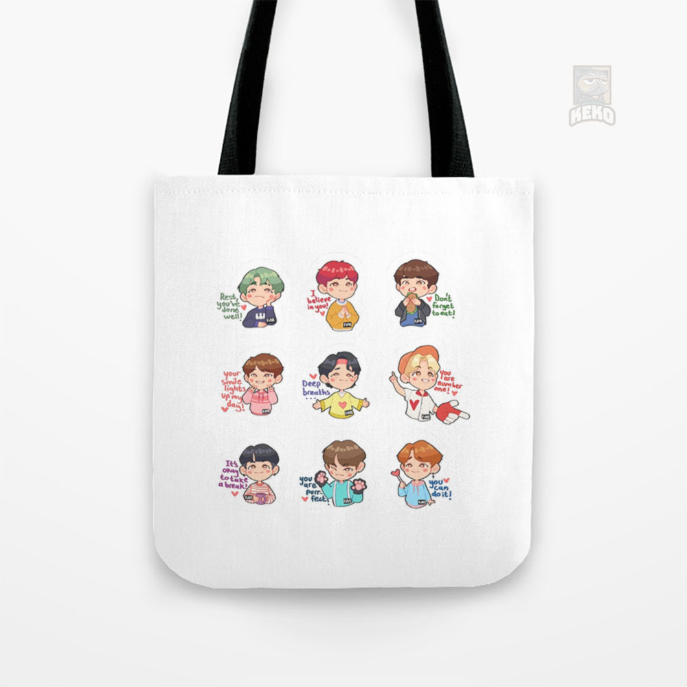 Stray Kids Positivity Stickers Tote Bag kanvas