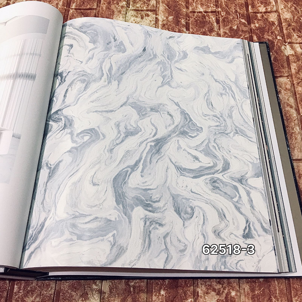 WALLPAPER DINDING KOREA MOTIF MARMER NATURAL BIRU CREAM EDITION