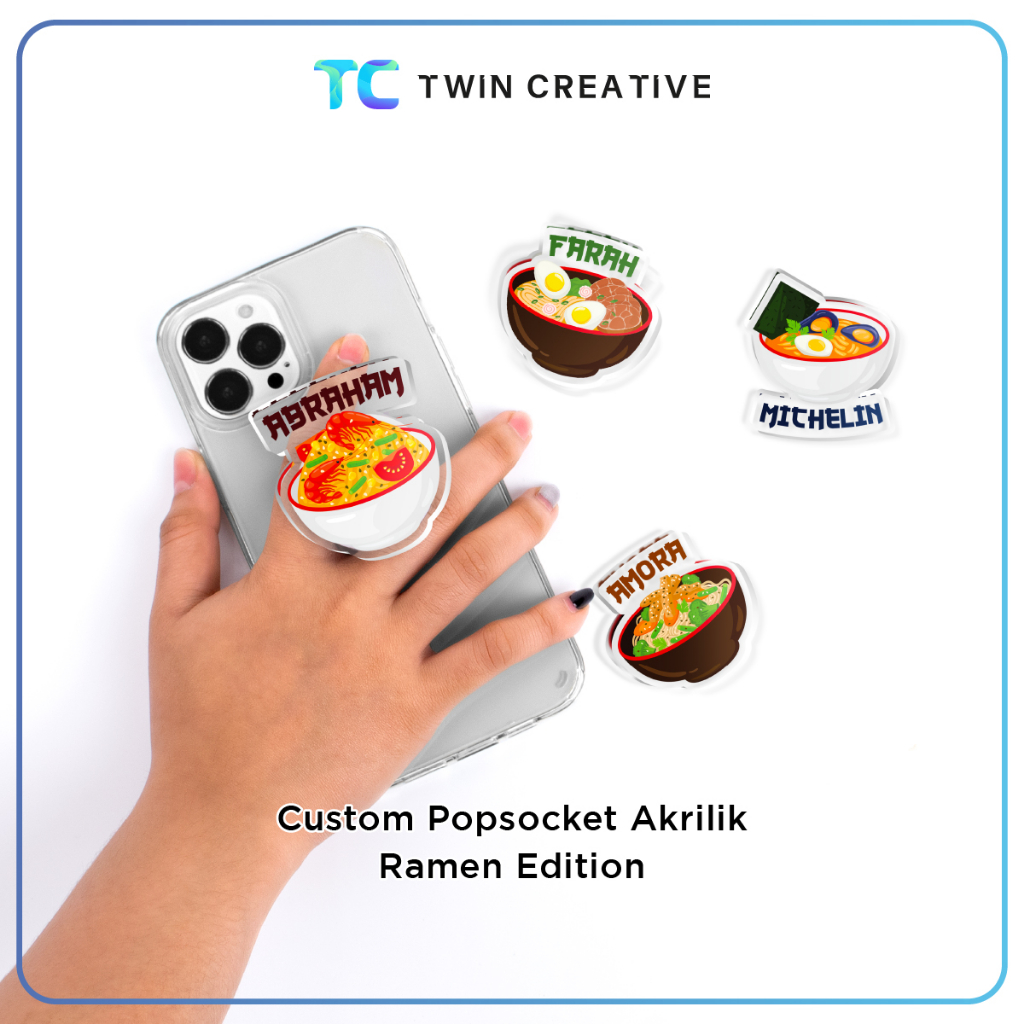 Custom Popsocket Akrilik Edisi Ramen Pop Socket 3D Stand Hp - Hand Griptok Phone Holder