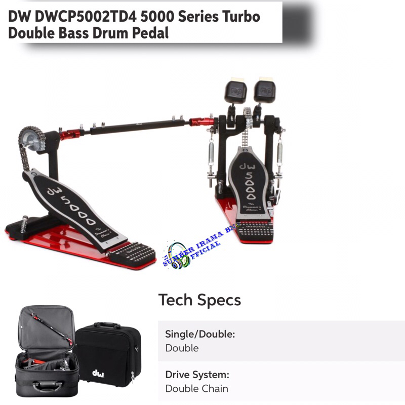 DW DWCP5002TD4 - 5000 SERIES TURBO DOUBLE BASS DRUM PEDAL