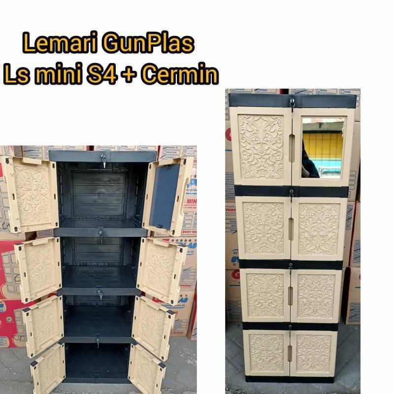 LEMARI GUNPLAS 4 SUSUN + CERMIN
