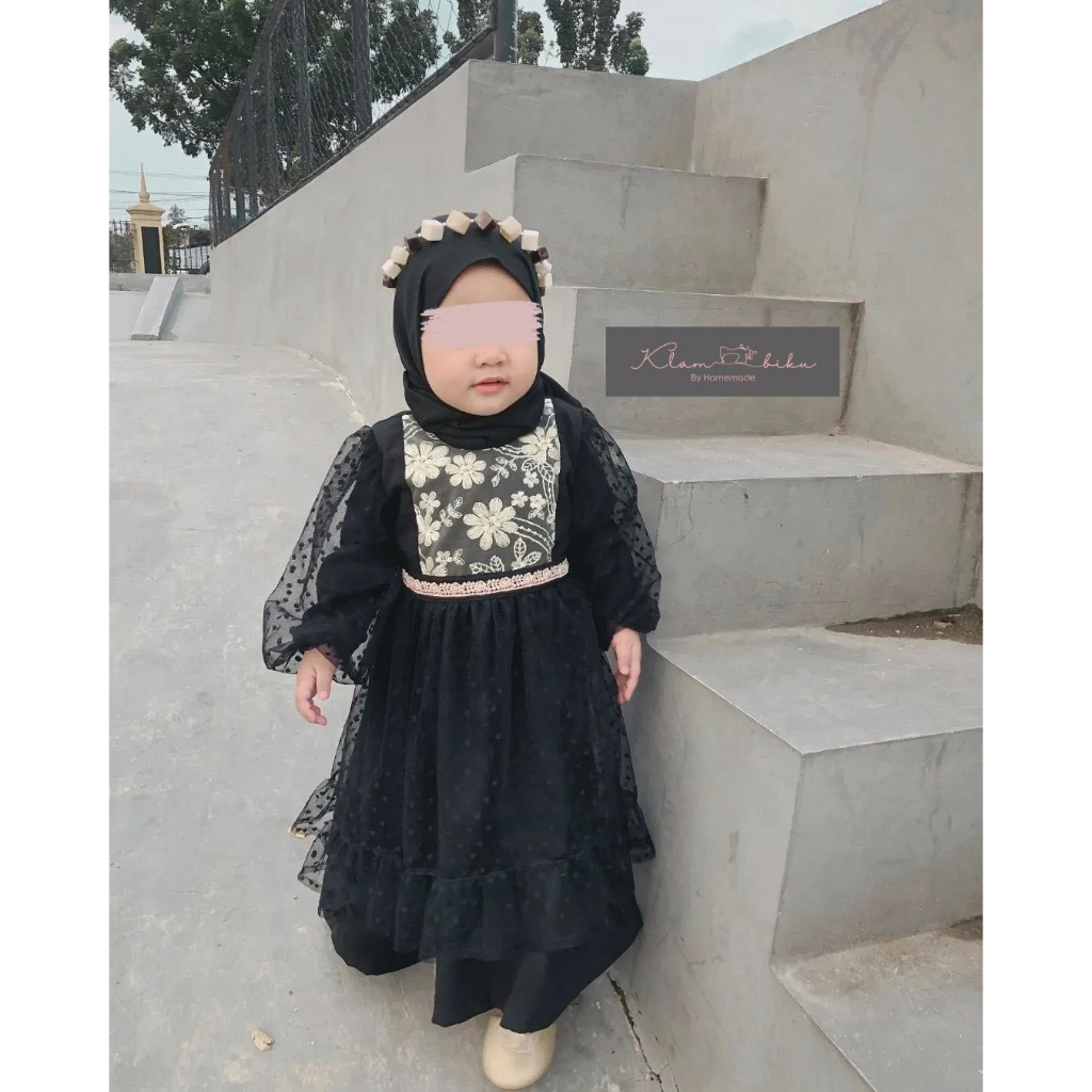 OFFICIAL SET GAMIS ANAK/GAMIS ANAK TILE/GAUN PESTA/GAMIS BROKAT/TILE DOT