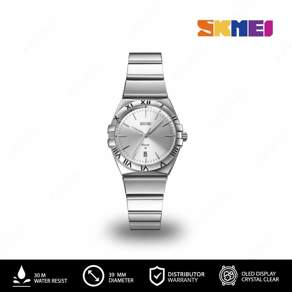 SKMEI 9257 Original Jam Tangan Pria Analog Rantai Stainless Steel Tahan Air