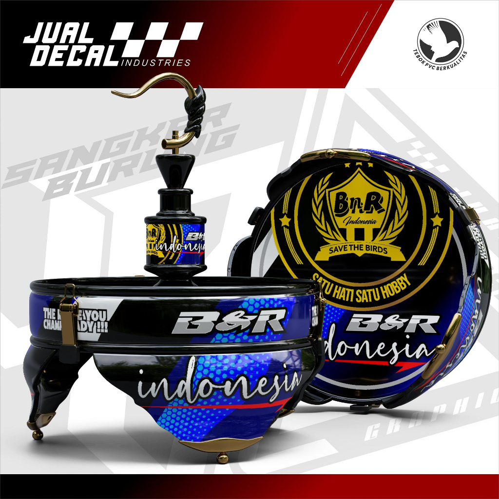 Stiker Sangkar BNR INDONESIA Decal Tebok Burung Lovebird Love Bird Kandang Bulat Variasi