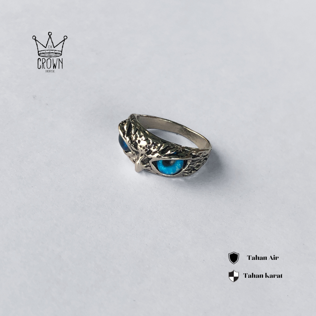 OWL RING // CINCIN BURUNG HANTU // BATU CINCIN // CINCIN BIRU