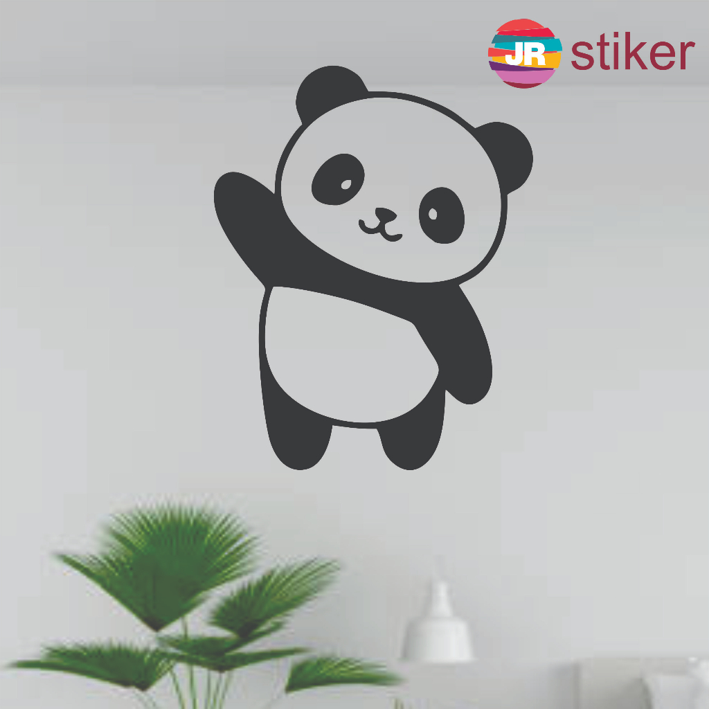 Wall stiker cutting panda cute untuk helm, motor, mobil, dinding, kaca (BISA CUSTOM UKURAN LEBIH BES