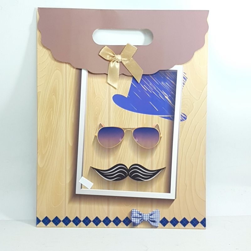 

Paper Bag Pita Tutup Besar Motif Frame Foto Coklat / Kantong Bingkisan Hadiah JK-1446-4A