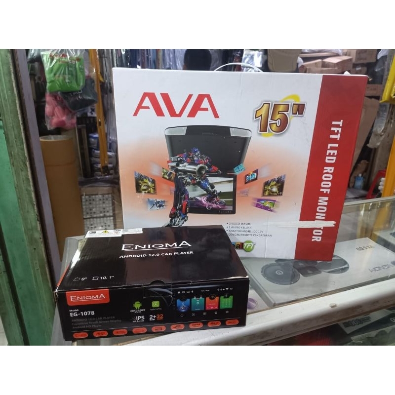 Android enigma dan tv roof plafon 15inc audio mobil