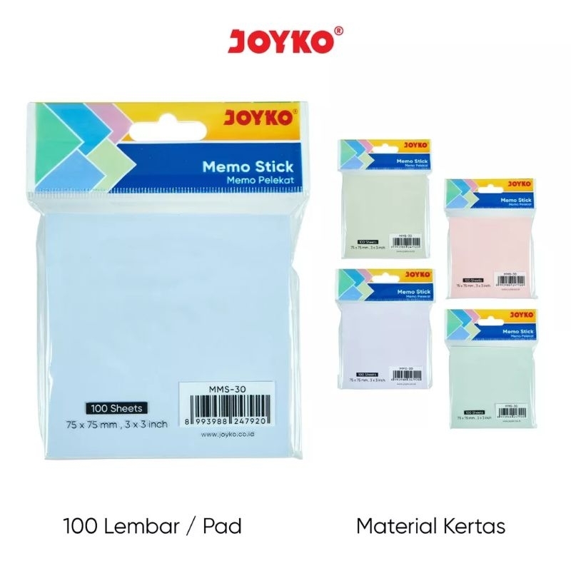 

100 Lembar Memo Stick Sticky Note Kertas Memo Tempel Uk 75x75mm JOYKO MMS-30 Morandi Color