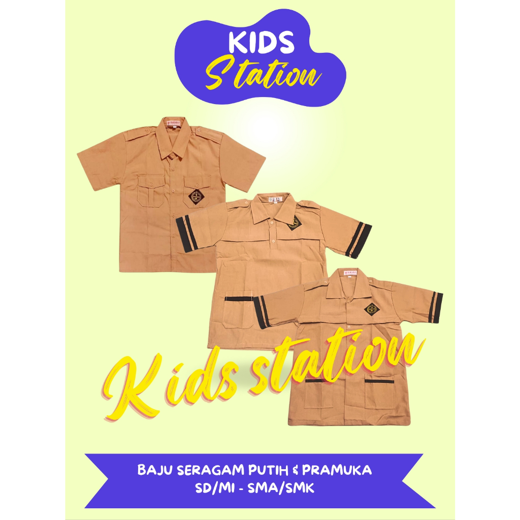 Baju Seragam Sekolah Pramuka Anak SD MI Laki Laki Lengan Pendek