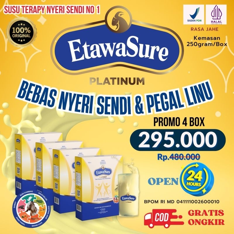 

ETAWASURE PAKET 4 BOX SUSU KAMBING ETAWA NYERI SENDI ASAM URAT DAN KEPADATAN TULANG
