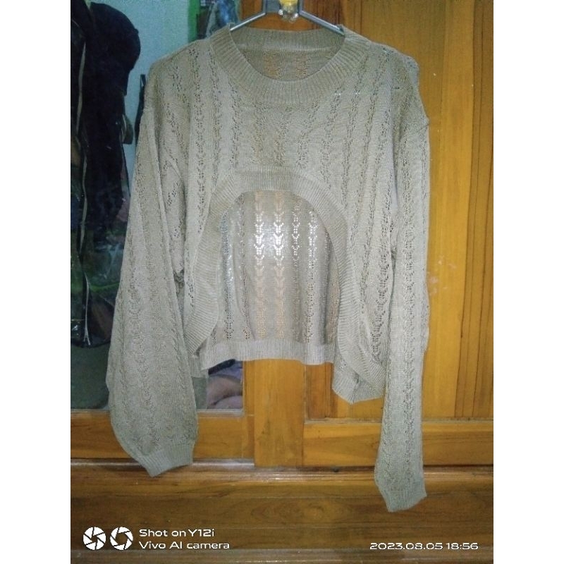 Outer Rajut Crop Lengan Balon PL