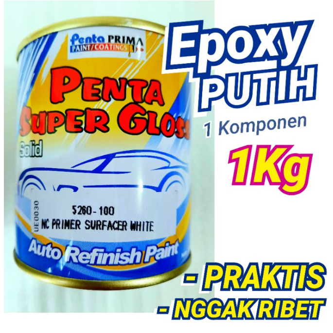 EPOXY PUTIH 1KILO PENTA SUPER GLOSS PRIMER SURFACER WHITE 1KG DASARAN CAT DASAR POXY POKSI FOKSI
