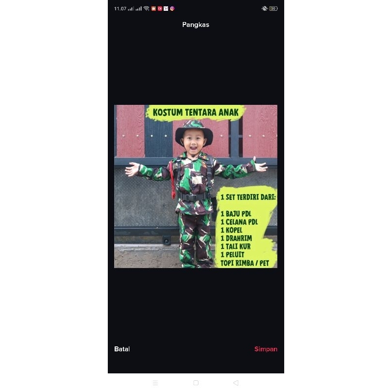 Baju PDL anak Loreng Malvinas