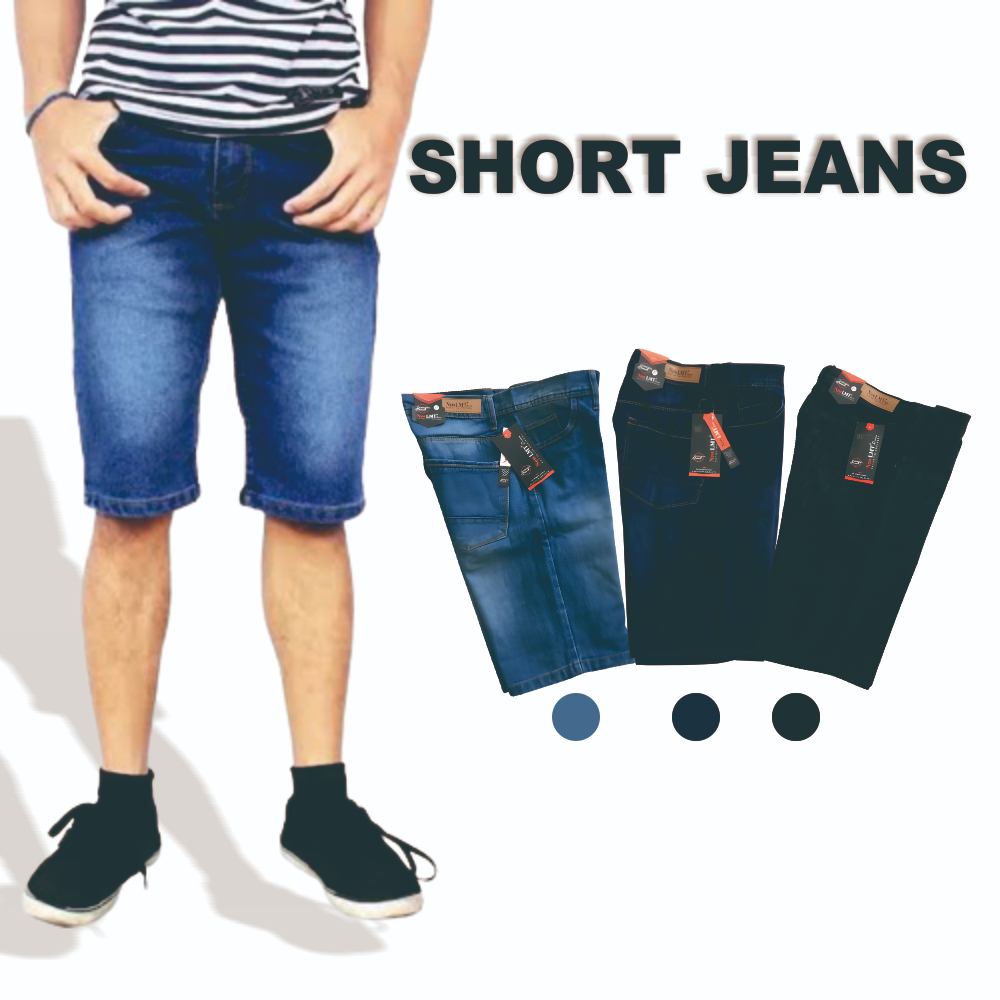 CELANA JEANS PENDEK PRIA / CELANA DENIM PENDEK PRIA STANDAR REGULER PRIA LOCAL BRAND LMT SIZE 27-44
