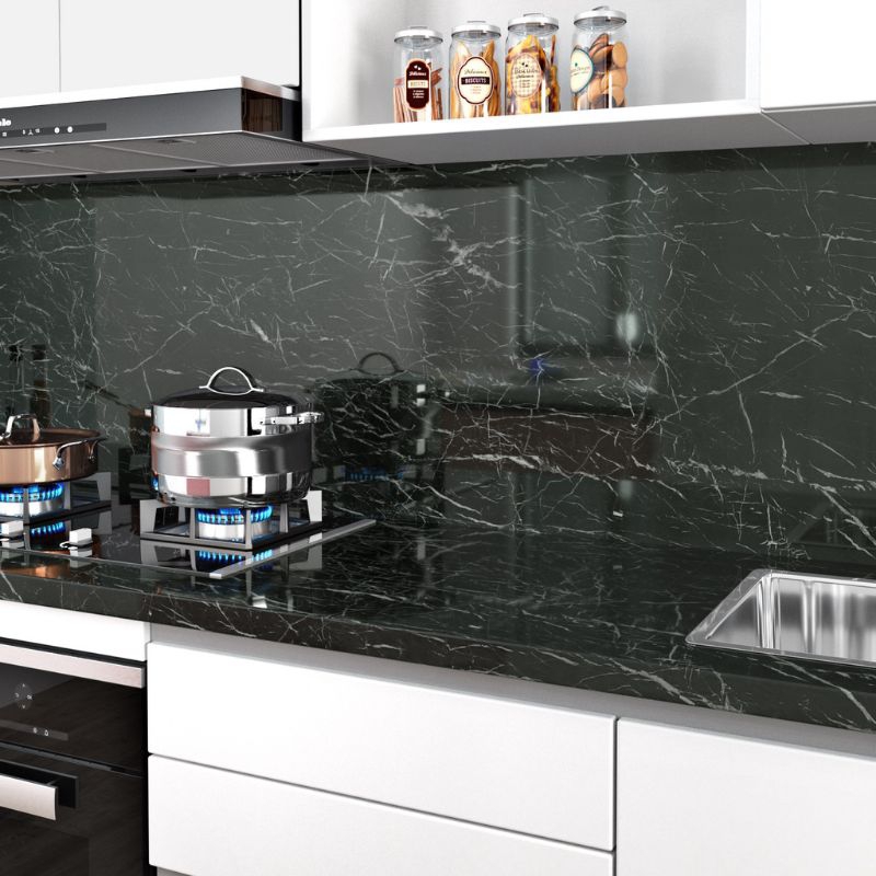 STIKER MARMER DINDING LANTAI DAPUR GLOSSY ANTI AIR DAN PANAS WALLPAPER DINDING DAPUR MOTIF MARMER