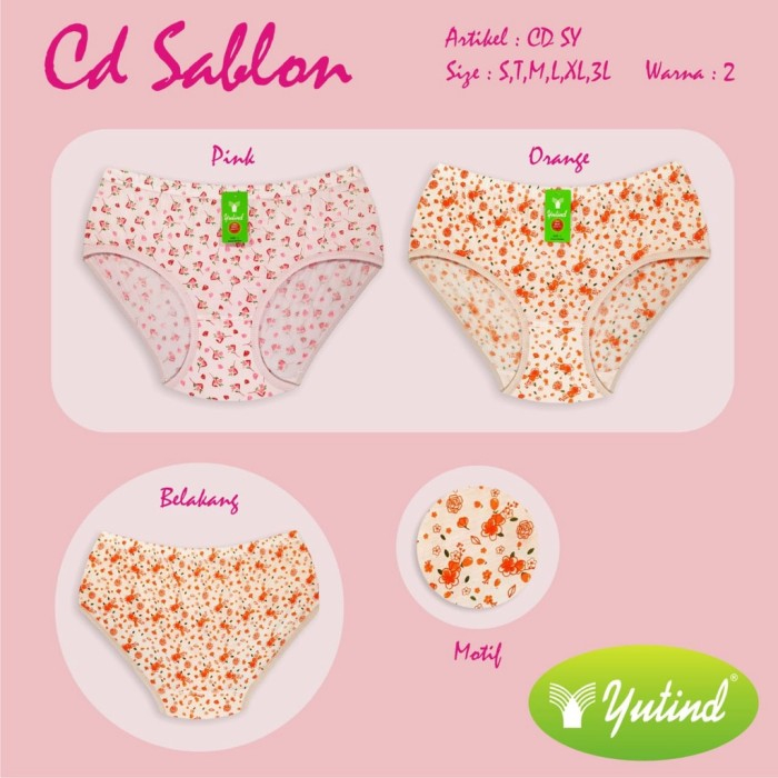 Cd Wanita Dewasa Yutind Sablon Celana Dalam Wanita Bahan Katun Yutind SY