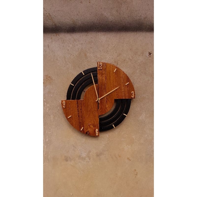 JAM KAYU JATI INDUSTRIAL, JAM DINDING INDUSTRIAL, HOMEDECOR INDUSTRIAL, JAM DINDING MINIMALIS