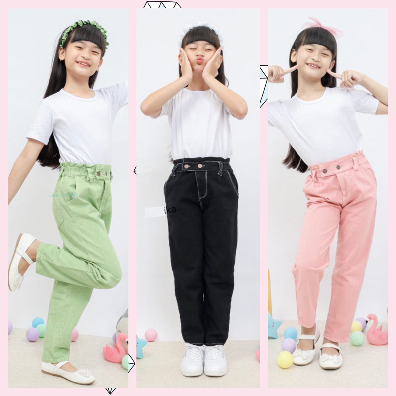 Poppy Boyfriend Kids Celana Boyfriend Anak Jeans Tali Silang