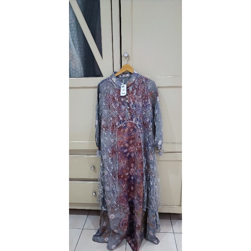 new dress jumputan Palembang by etnira sz L nuansa pink abu