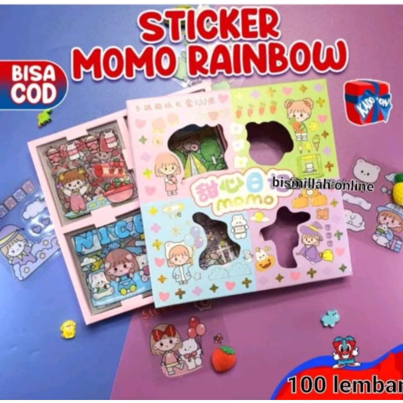 

Stiker Momo Mix 4 warna Rainbow 1 Box 100 Lembar.BUKAN STIKER MINI.