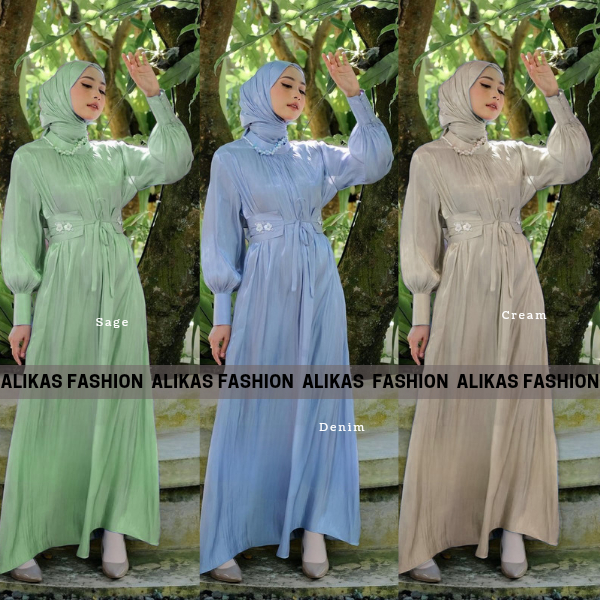 ALKS. DENADA DRESS SATIN SILK / DRESS PESTA BRIDESMAID MODERN KEKINIAN / DRESS MUSLIM KONDANGAN WANI