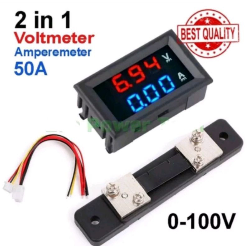 Combo DC Voltmeter Ampere Meter 100V 50A Volt Ampere Meter + Shunt