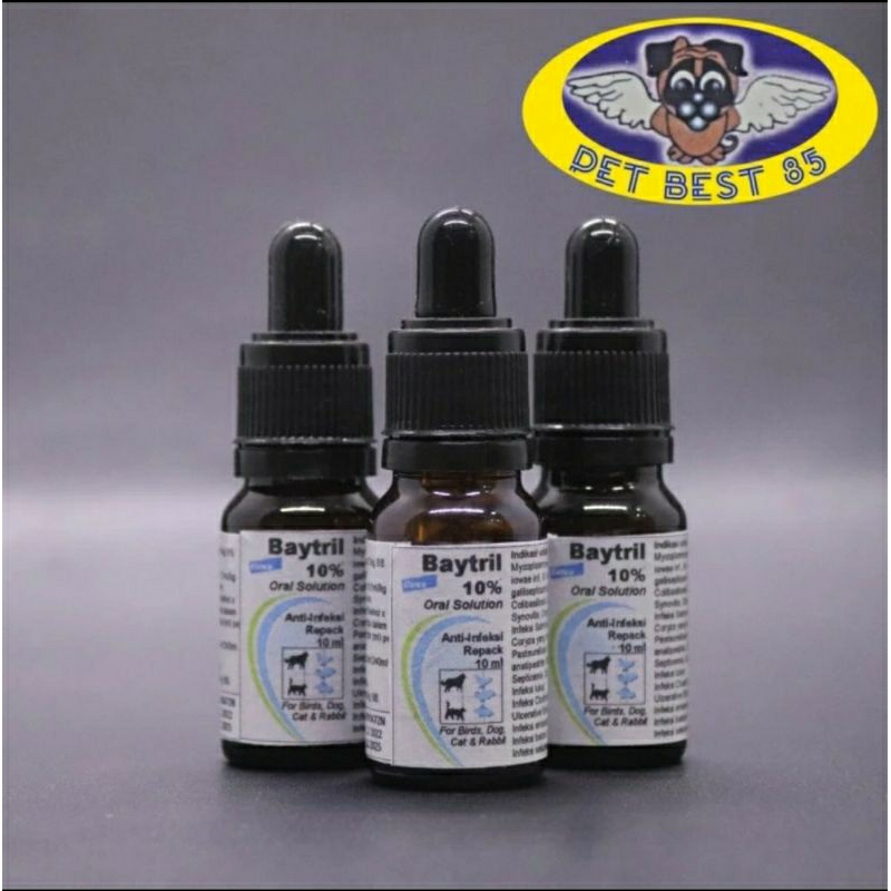Baytril 10% 10ml Enrofloxacine Antibiotik Spektrum Luas Hewan-Pet-Bird