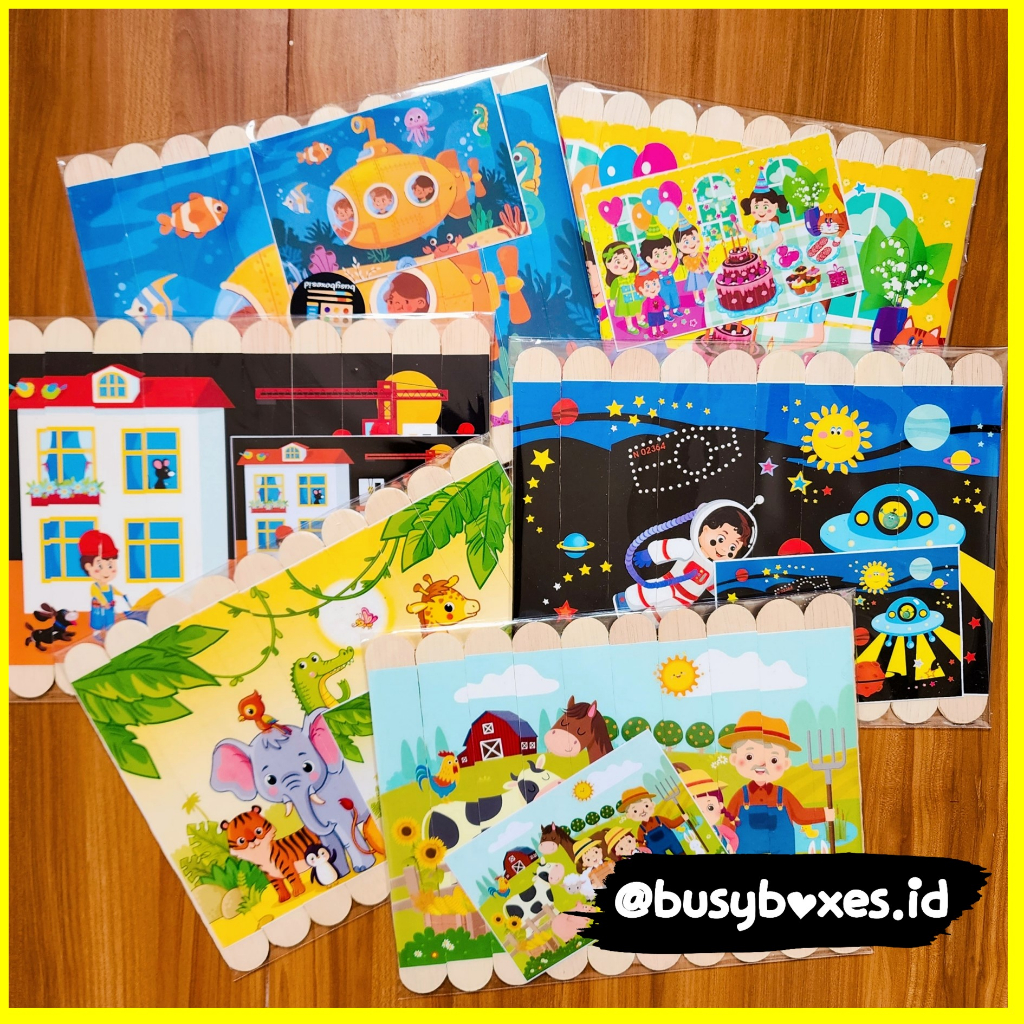 Busyboxes.id Mainan edukasi anak 1 2 3 4 tahun laki-laki perempuan Puzzle popsicles 10 keping