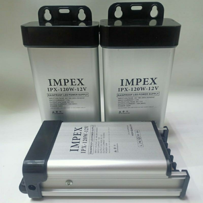 POWER SUPPLY RAINPROOF IMPEX 10A 120W DC 12V OUTDOOR
