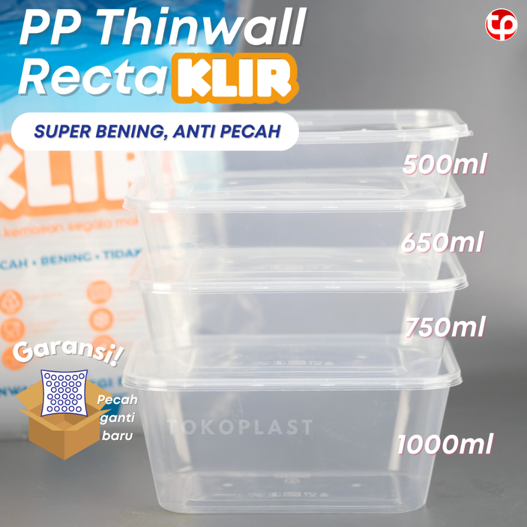 

Navi_Lezatoz [] Thinwall Klir Kotak Makan Tahan Panas Bening Pp Bening Tranparan 500 650 750 1000 Ml