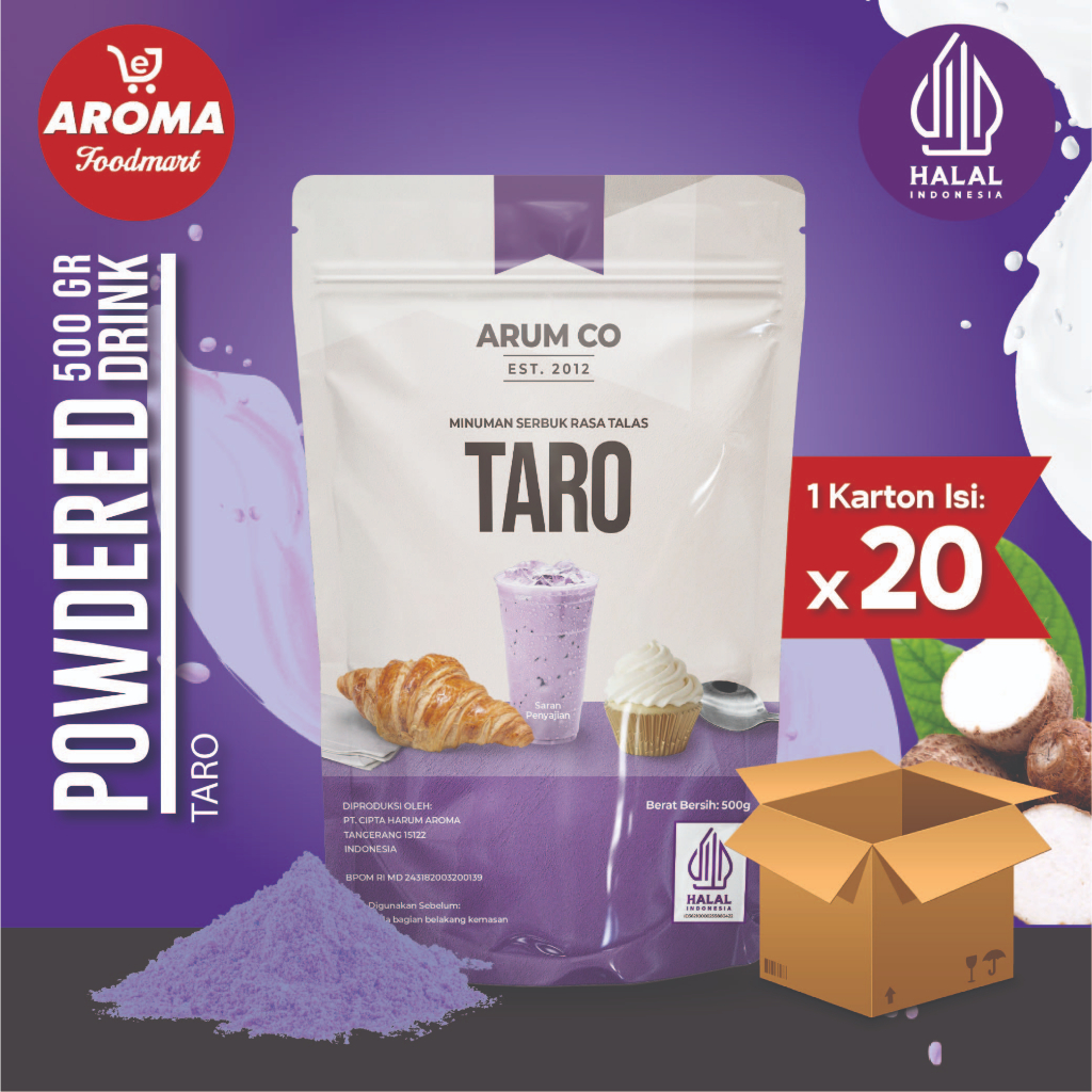 

1 Karton Arum Co Bubuk Taro 500gr / Minuman Serbuk Taro Powder