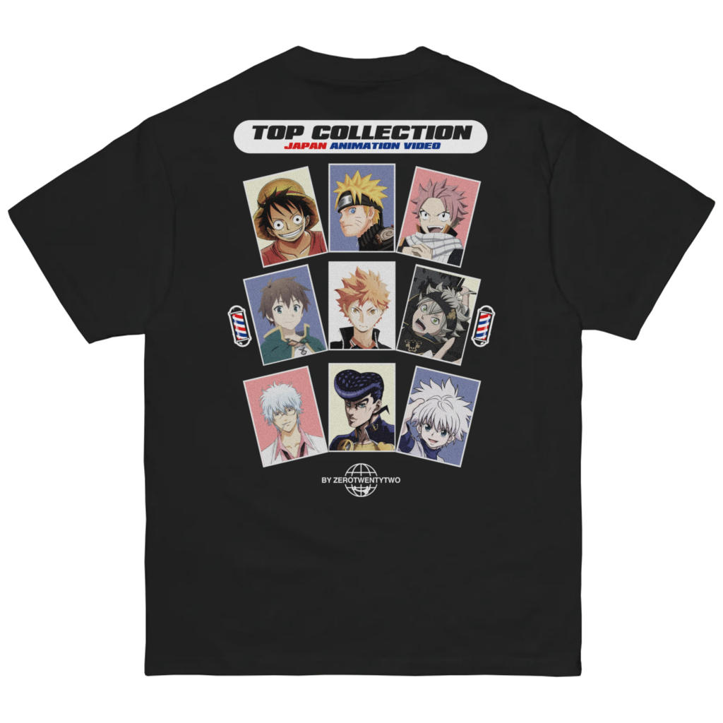ZeroTwentyTwo T-shirt Top Collection Anime Black | Kaos Pria Barber