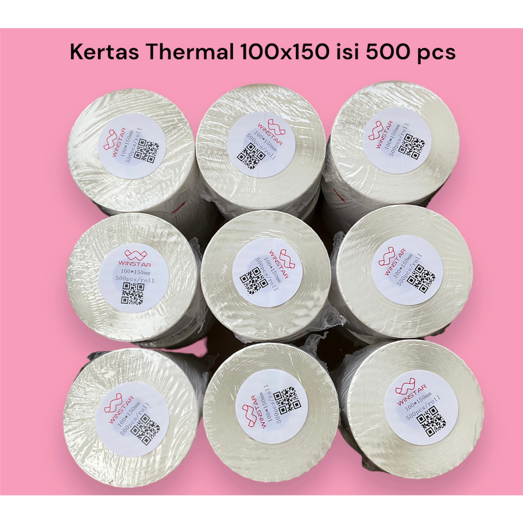 

Ay00! Kertas Thermal Label Barcode Roll/Lipat isi 500 pcs ukuran A6 100 x 150 mm Thermal Paper