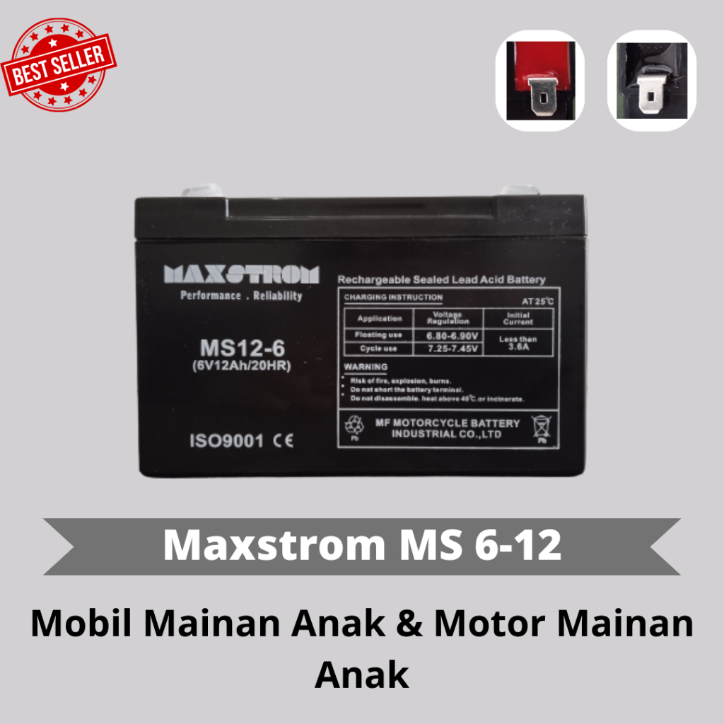 Aki/Batre Mainan Mobil Anak, Motor mainan anak, dll Maxstrom MS 6-12