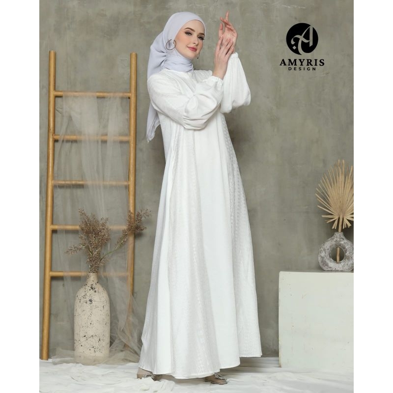 abaya brokat hitam putih gamis umroh haji dress pesta cantik