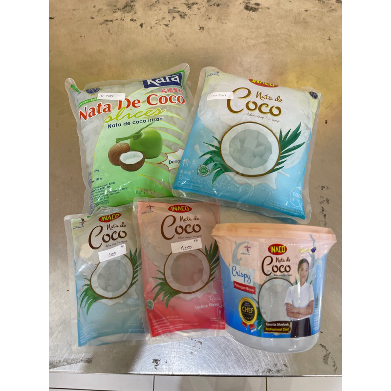 

nata de coco inaco nata de coco kara 220 g 1 kg nata de coco irisan slice