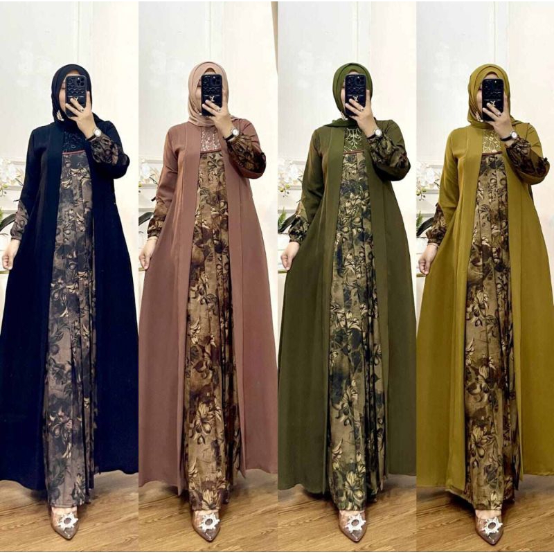 cod gamis realpic terbaru brand D2 COLLECTION model kasual formal motif cantik dan elegant
