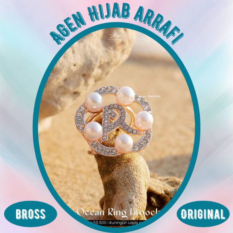 Bros brooch ring cincin pin jilbab hijab kerudung fashion wanita ocean arrafi kuningan lapis emas mu
