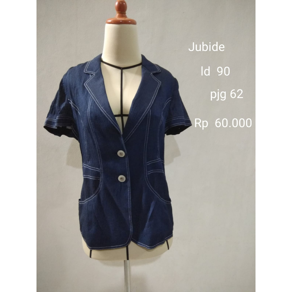 Jubide Atasan Wanita Blazer Lengan Pendek