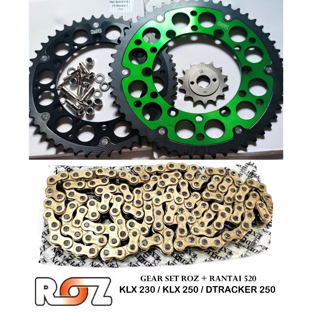 GEAR Gir SET ROZ + Rantai KLX 230 KLX 250 DTRACKER 250