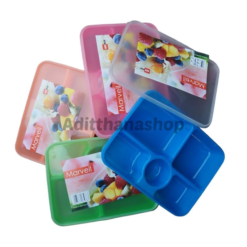 RedBox lunch box marvell plastik sekat 5 kotak bekal sekolah wadah catering