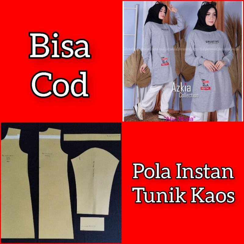 1 Paket Pola Instan Tunik Kaos isi 8 ukuran Xs,S,M,L,XL,XXL,3XL,4XL
