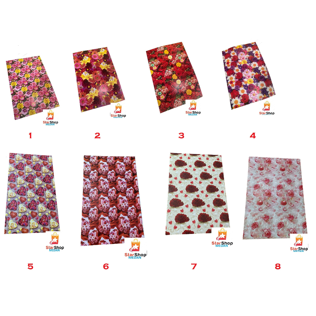 

KERTAS KADO MOTIF BUNGA MEREK KIKY, UK 48X64CM, MIN 3 BISA CAMPUR