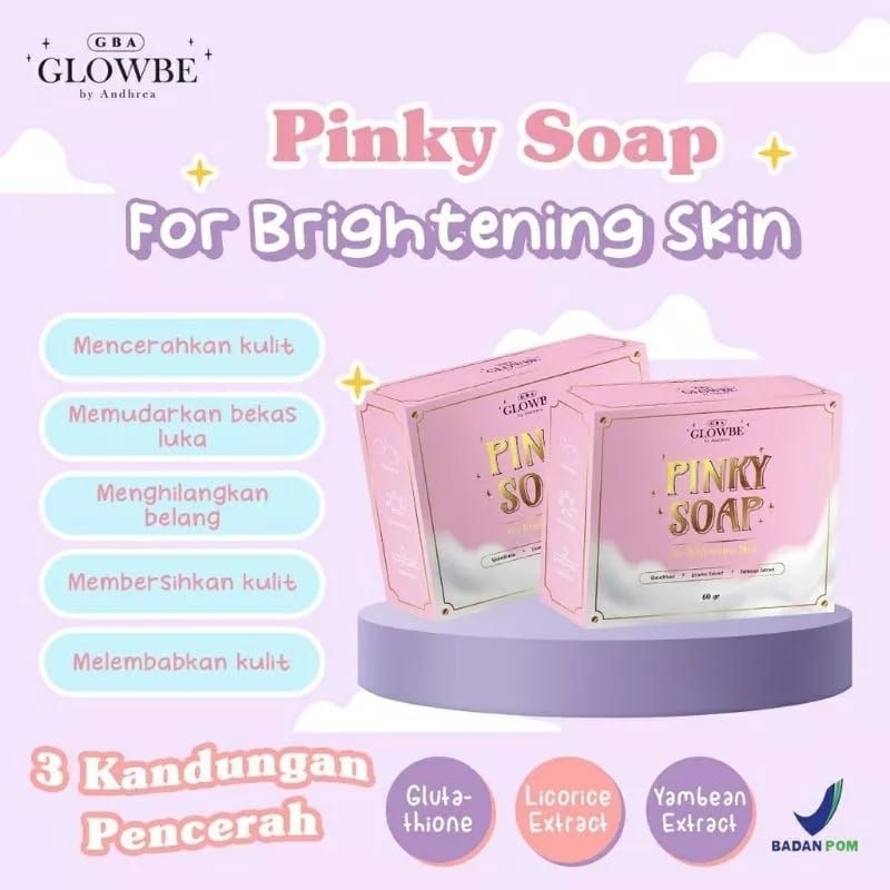 PINKY SOAP For Brithening Skin by Glowbe Beauty Sabun Whitening Glowbe Pinky Soap GBA Glowbe Sabun M