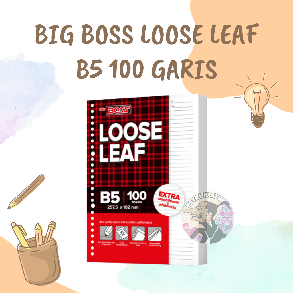 

[PAK] LOOSE LEAF BIG BOSS GARIS B5 ISI 100 LEMBAR ISI KERTAS BINDER B5 26 LUBANG