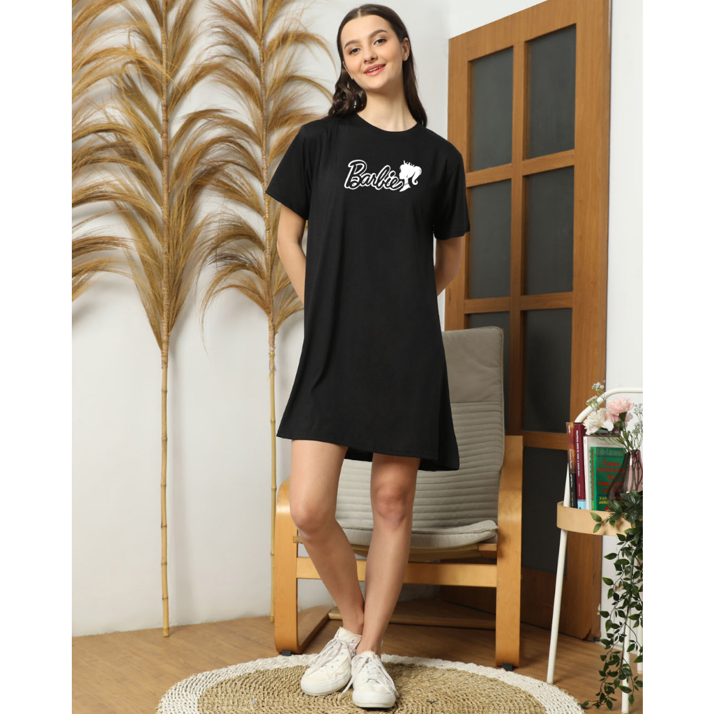 YOURSTYLE1119 - BASIC MINI DRESS BARBIE FACE QUEEN TUNIK OVERSIZE TSHIRT KEKINIAN OVERSIZE