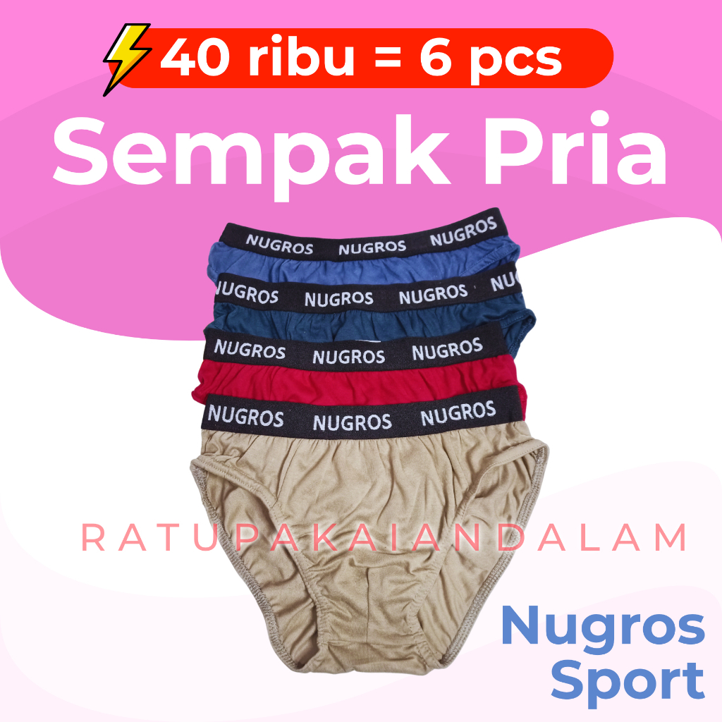 [40RB = 6 PCS] CD PRIA DEWASA JUMBO - SEMPAK NUGROS SPORT - SEMPAK PRIA LUSINAN - Ratupakaiandalam