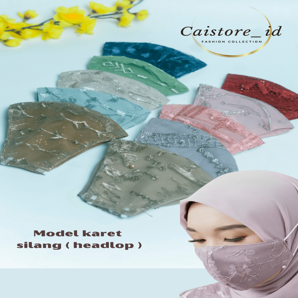 Masker brokat tile mewah 2 lapis kain