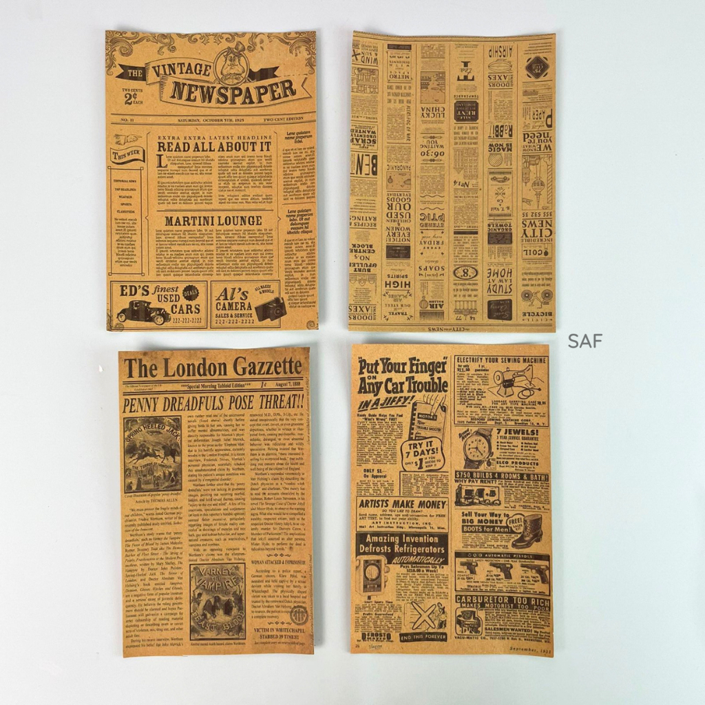 SAF set Paper vintage aesthetic - Props foto jurnal koran jadul